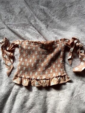 coral pink polka dot tube top